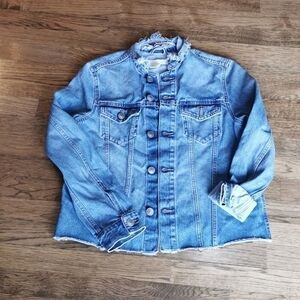 H&M Highly Distressed Faded Denim Jacket 8
